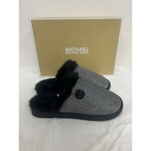 Michael Kors Women’s Janis Scuff Slippers in Silver/Black Size 7
